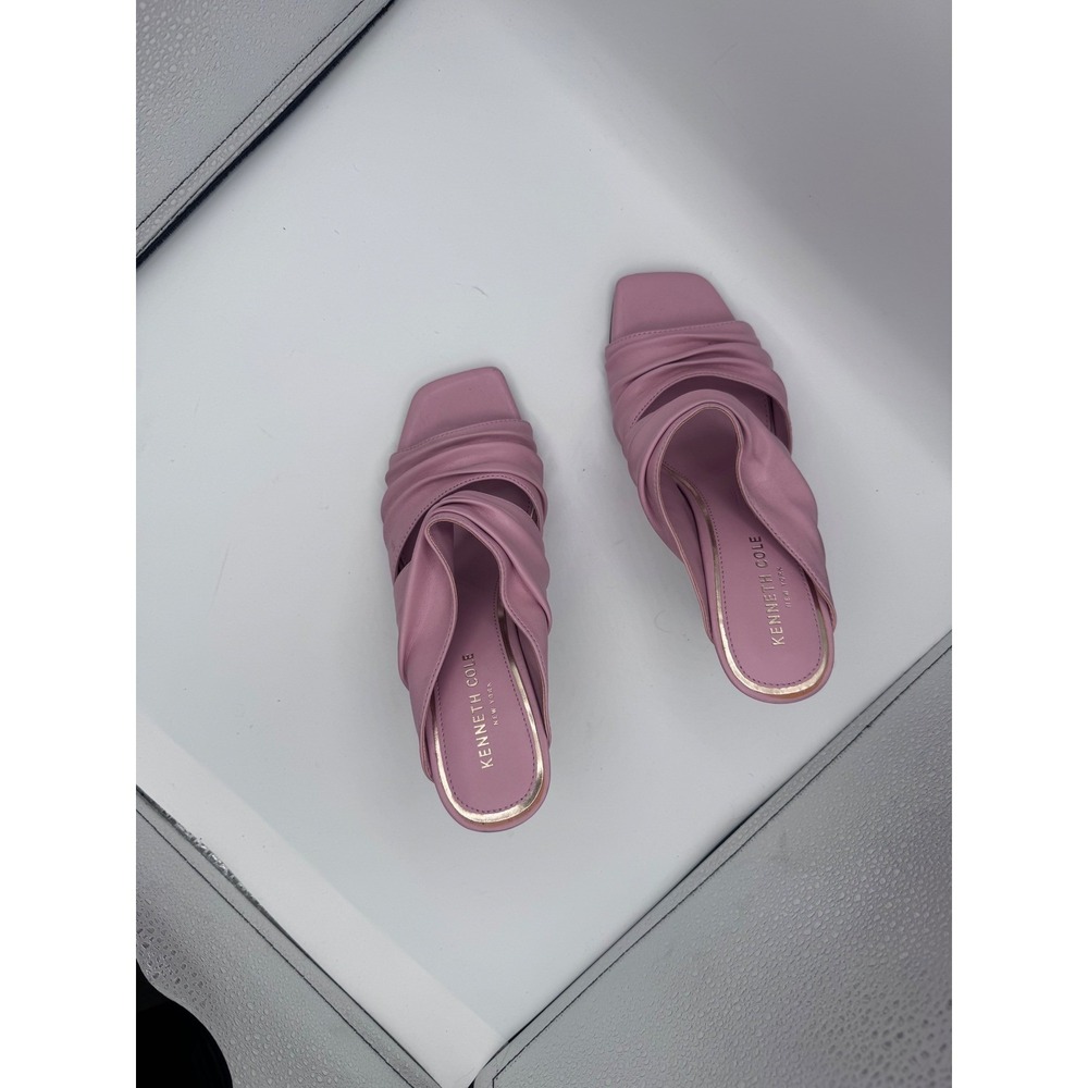 Kenneth Cole Heidi Ruched Square Toe Stiletto Mules Womens 8 Pink Sandals - Picture 5 of 10